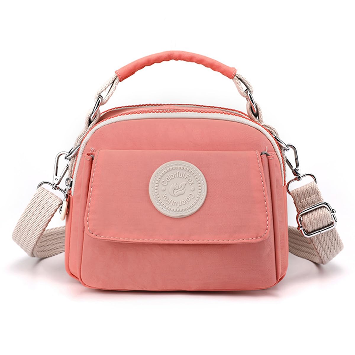 PALAY Womens Crossbody Bag with Handle Fashion Shoulder Bag Sling Bag Travel Casual Handbag Triple Layer Small Shoulder Messenger Bags Waterproof Nylon Bag, Pink PALAY Womens Crossbody Bag with Handle Fashion Shoulder Bag Sling Bag Travel Casual Handbag Triple Layer Small Shoulder Messenger Bags Waterproof Nylon Bag, Pink